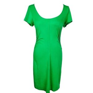 Diane Von Furstenberg Green Form Fitting Dress With Side Ruching